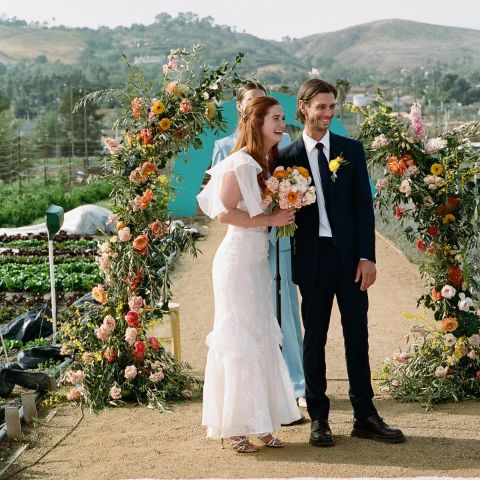 Andrew Lococo and Bonnie Wright's wedding photo.